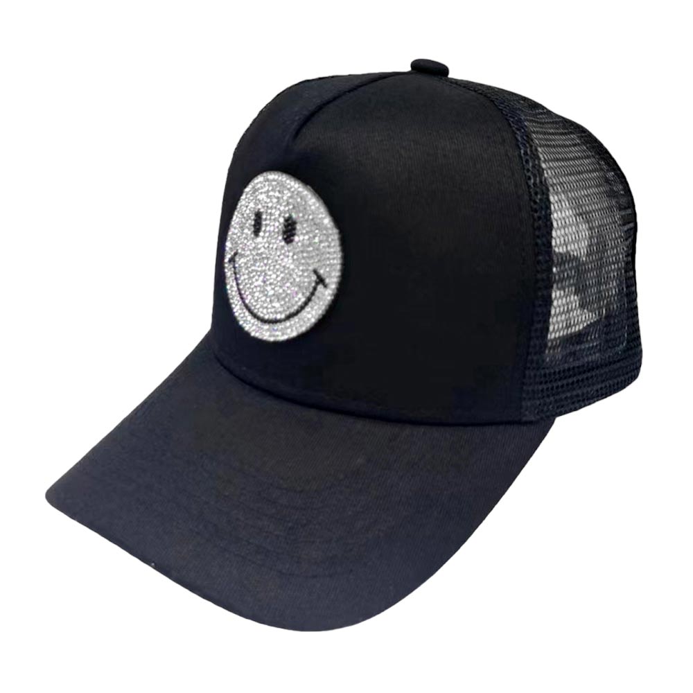 Black Bling Smile Accented Mesh Back Baseball Cap, this stylish baseball cap is the perfect accessory for any casual outing. Comfortable and perfect for keeping the sun off of your face. It looks so pretty, bright, and elegant in any season. This cap is a fantastic gift for your loved one.