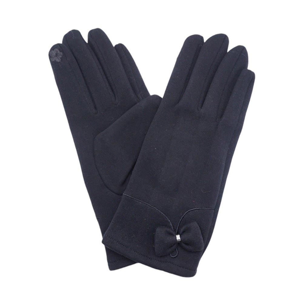 Black-Bow Pointed Faux Suede Smart Touch Gloves not only add an elegant touch to your outfit with their bow pointed design, but also offer practicality with their smart touch technology, allowing you to use your touch screen devices without taking them off. Stay stylish and connected with these gloves.