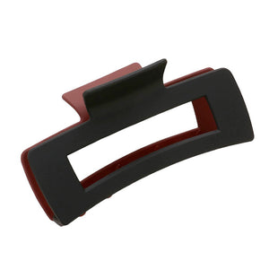 Black Burgundy Game Day Two Tone Open Rectangle Hair Claw Clip, is perfect for keeping your locks in place. This professional-grade clip features a firm grip clamp that ensures your hair stays put all day long. Made from high-quality materials, this clip is sure to last. Perfect gift for sports lovers to show their team spirit.