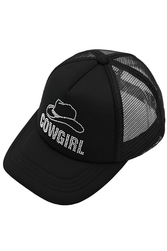 Black C.C COW GIRL Rhinestone Trucker Cap features a stylish design and durable construction. With its rhinestone embellishments, this cap adds a touch of sparkle to any outfit. Stay cool and protected from the sun with its trucker-style mesh back. Perfect for any cowgirl or fashionista in need of a chic accessory.