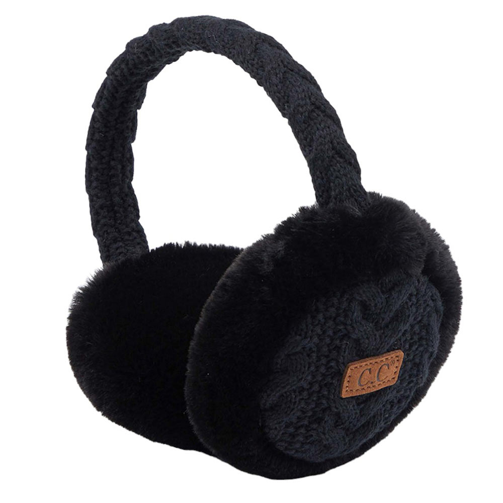 Black C.C Cable Knit Faux Fur Earmuff, is sure to keep you warm in the cold. The cable knit exterior is soft and cozy, while the faux fur interior adds extra warmth and comfort. Perfect for winter weather, these earmuffs are stylish and practical. Perfect winter gift idea for fashion loving close ones.