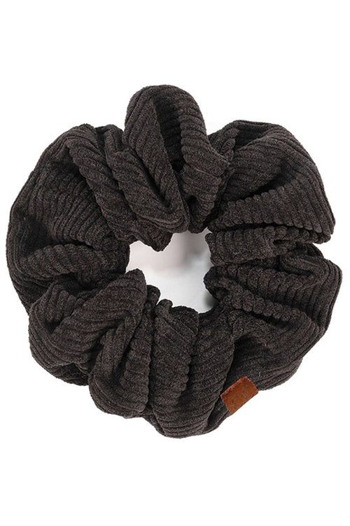 C.C Corduroy Solid Color Soft Scrunchies - Black