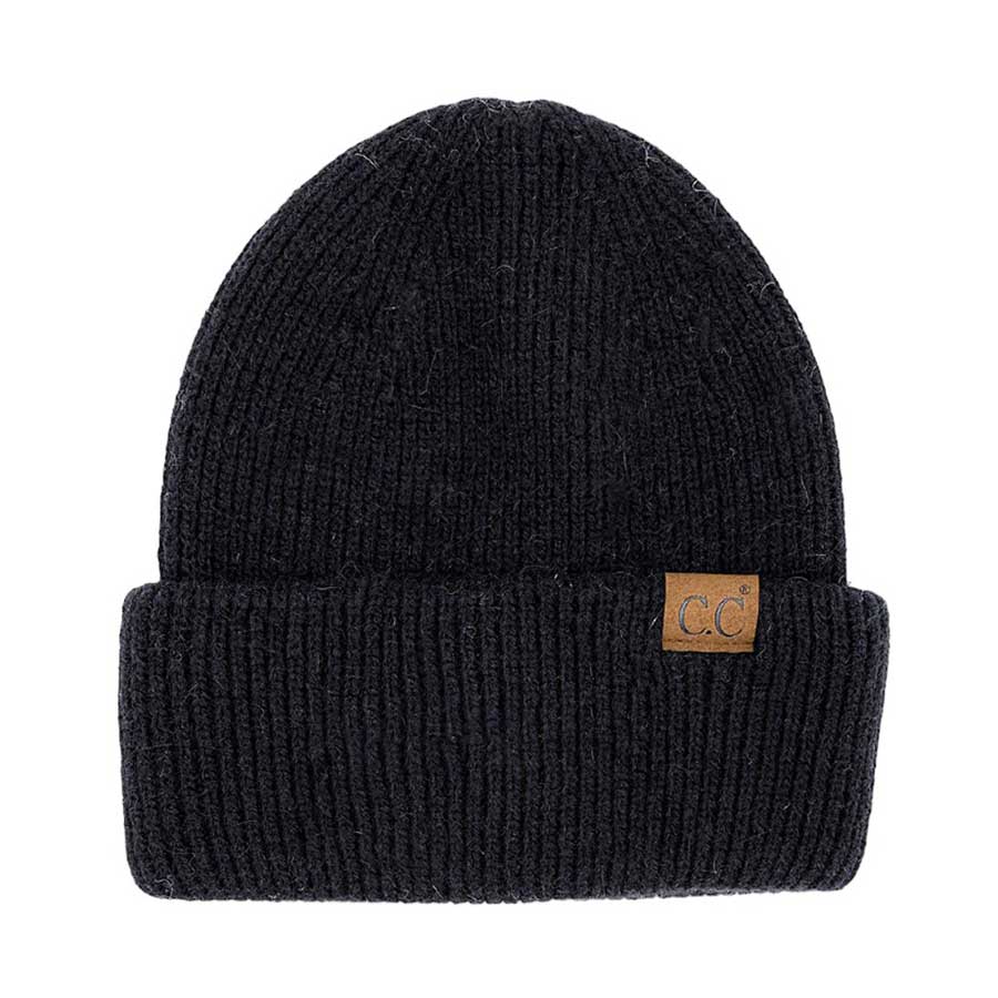 C.C Double Cuff Beanie Hat, Stay comfortable and stylish in any climate. This classic beanie hat is made with acrylic yarn for premium softness and warmth. The double cuff design ensures a secure, adjustable fit that keeps your head and ears warm while remaining stylish. Perfect for outdoor activities. Color: Black, Iv…