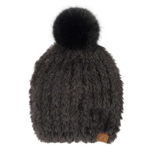 Black C.C Faux Fur Pom Beanie, will keep you warm and stylish in cold weather. It's the autumnal touch you need to finish your outfit in style. Awesome winter gift accessory for Birthday, Christmas, Stocking Stuffer, Secret Santa, Holiday, Anniversary, or Valentine's Day to your friends, family, and loved ones.