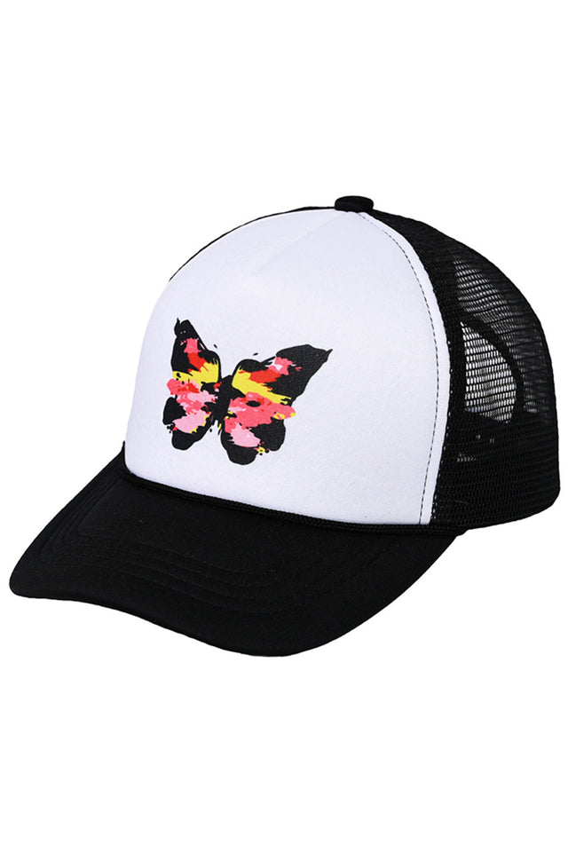 C.C Hand Painted Abstract Butterfly Trucker Cap - Black - Trucker Cap