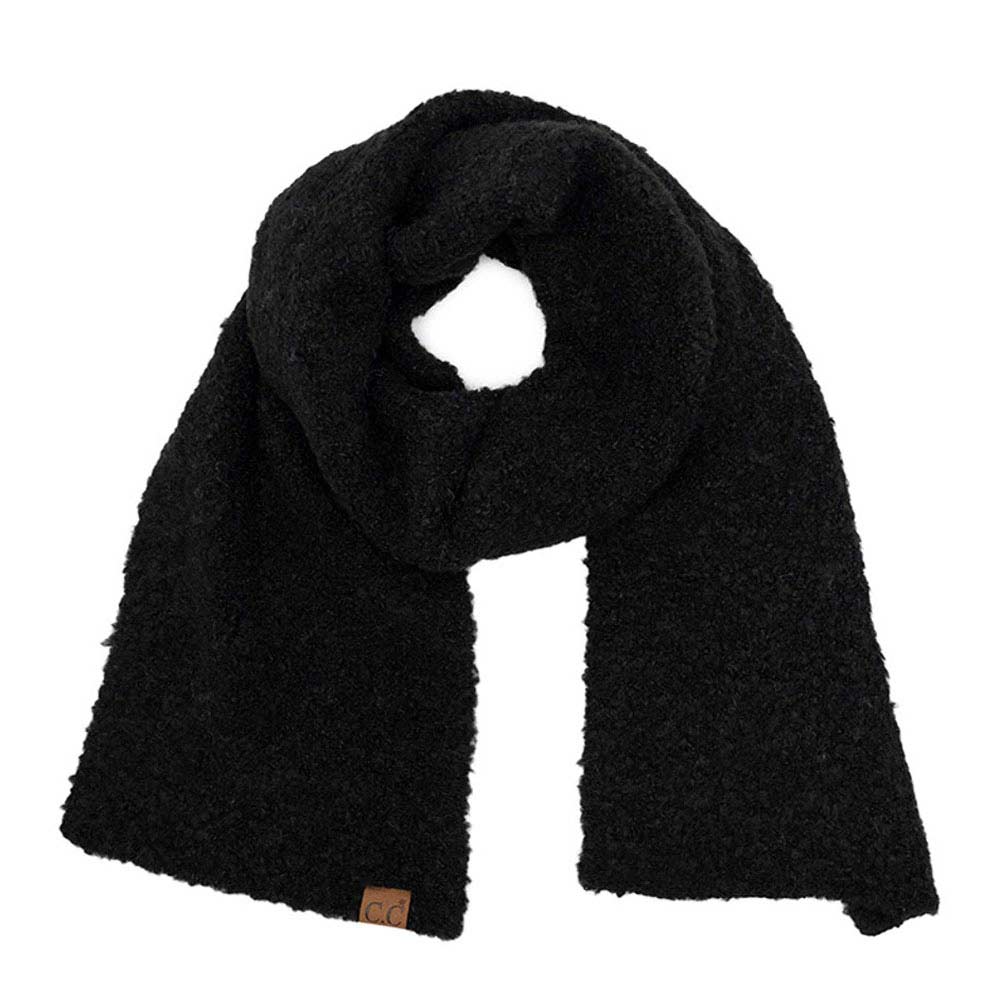 Black C.C Mixed Color Boucle Scarf, is crafted from a luxurious blend of soft acrylic and wool materials. A fashionable accessory for any wardrobe, Its stylish looped texture features multicolored accents, providing a unique and eye-catching look. The scarf's lightweight design ensures comfort and warmth all season long.