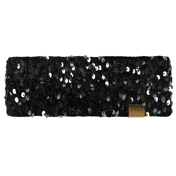 Black C.C Sequin Headwrap, Look no further than this for a sophisticated, glitzy style. Featuring a sparkling sequin design and stretchy material, this headwrap is comfortable and fashion-forward. Perfect for wearing on any occasion, it will make you different from the crowd. Perfect winter gift idea for fashion-loving ones.