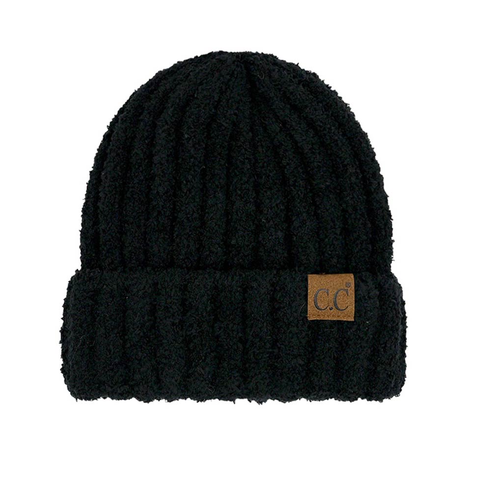 Black C.C Solid Color Fuzzy Beanie Hat. Stay warm this winter with it. This stylish beanie features a soft, plush material to provide superior comfort and warmth. The adjustable fit ensures the perfect fit for any age group. A perfect winter gift, enjoy the winter season in style with the C.C Solid Color Fuzzy Beanie.