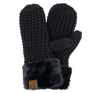 Black C.C Waffle Knit Mittens, keep your hands warm and cozy with their special knit design. Crafted from a lightweight material, they offer maximum breathability and keep hands comfortable even in cold temperatures. Practical winter gift for family members, parents, grandparents, outdoor activists, or close friends.