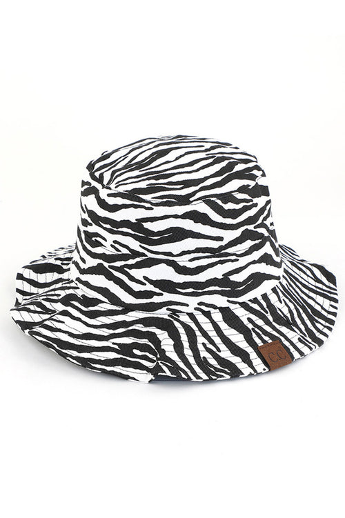 C.C ZEBRA PRINT BUCKET HAT - Black