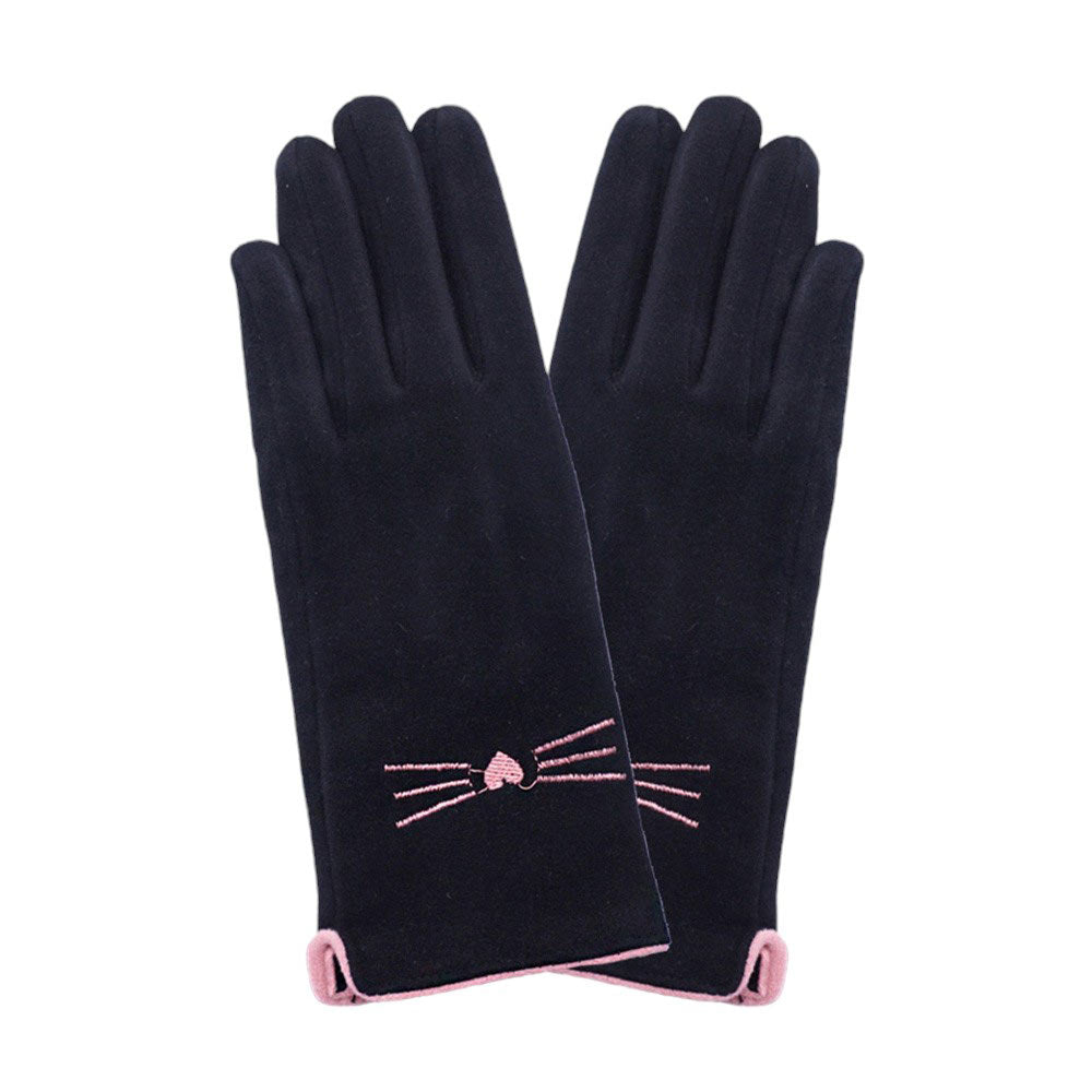 Burgundy-Cat Pointed Faux Suede Smart Touch Gloves, keep your hands warm and stylish while using your smartphone. Made with faux suede, they provide a comfortable fit and a cute cat design. Stay connected and fashionable this winter. It is an incomparable gift to the one you love the most.