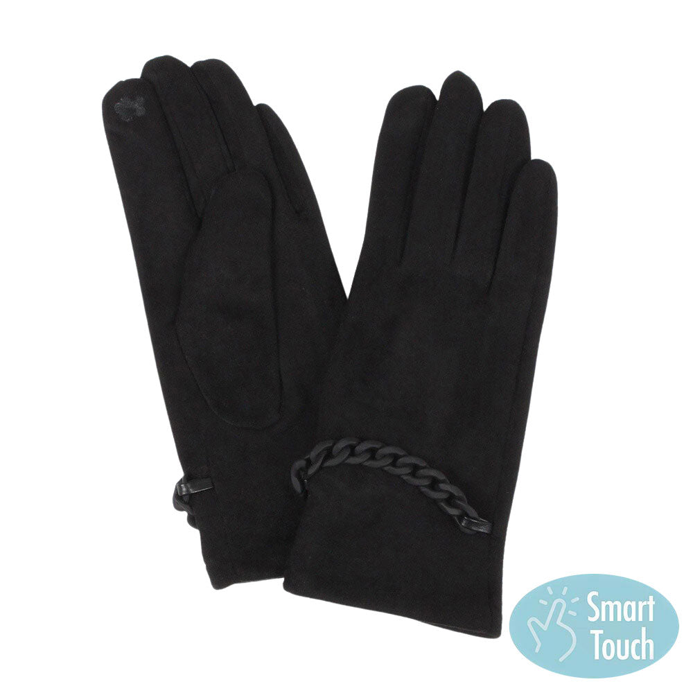 Black Chain Pointed Touch Smart Gloves, give your look so much more eye-catching and feel so comfortable with the beautiful chain-pointed design and embellishment. These warm gloves will allow you to use your electronic device with ease. Perfect gift accessory for this winter.