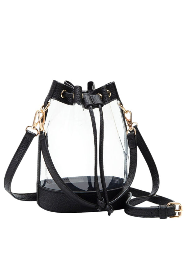 Black Clear Crossbody Stadium Bucket Bag offers a sleek, transparent design ideal for stadium events and venues with clear bag policies. Its bucket shape provides ample space for essentials while maintaining a compact profile. The adjustable crossbody strap ensures comfortable, hands-free carrying, making it a practical choice for active outings. Crafted for durability and easy visibility, this bag combines functionality with compliance, perfect for those seeking convenience without sacrificing style.