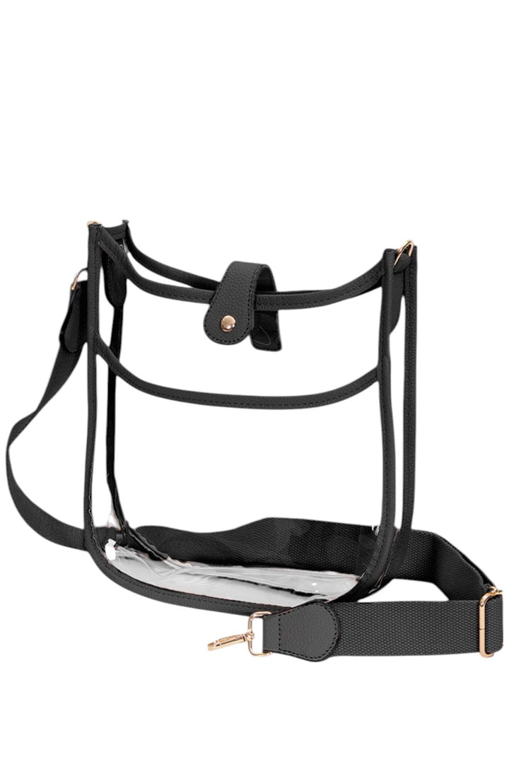 Clear Stadium Concert Crossbody Bag is expertly crafted to comply with strict venue security policies, featuring a fully transparent design for quick inspection. Its lightweight, durable construction ensures comfort and longevity, while the adjustable crossbody strap provides a secure, hands-free fit. Perfectly sized to hold essentials like tickets, phones, and wallets, this bag combines practicality with convenience for seamless access at concerts and stadium events.