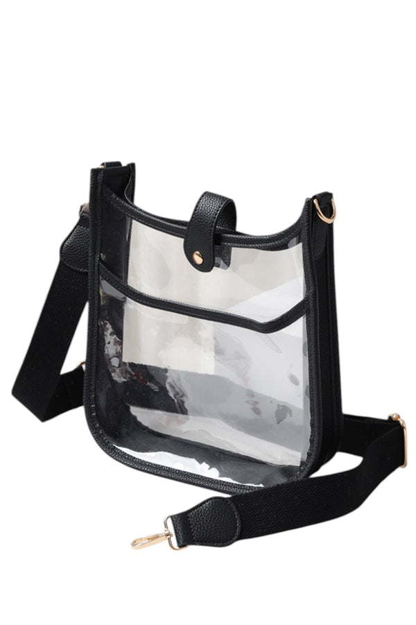 Clear Stadium Crossbody Bag offers a practical solution for carrying essentials while complying with stadium security policies. Crafted from transparent materials, it allows for quick inspection without sacrificing style. Its compact design and adjustable strap provide comfortable, hands-free convenience, making it ideal for sports events, concerts, and other venues requiring clear bags. Durable and easy to clean, this crossbody bag combines functionality with compliance for a seamless event experience. 