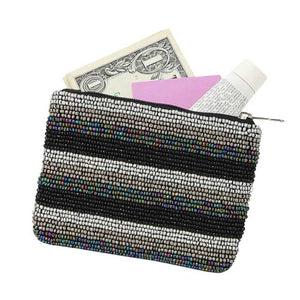Black Color Block Seed Beaded Mini Pouch Bag, perfectly goes with any outfit and shows your trendy choice to make you stand out on your occasion. These are crafted from high-quality materials. Perfect gifts for your friends and family any members on their birthdays, Mother’s Day, Christmas, or any meaningful occasion.