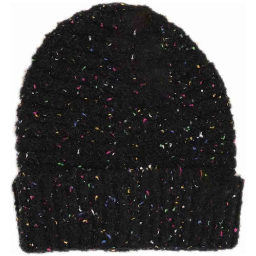 Women's Confetti Boucle Knit Cuff C.C Beanie - Black