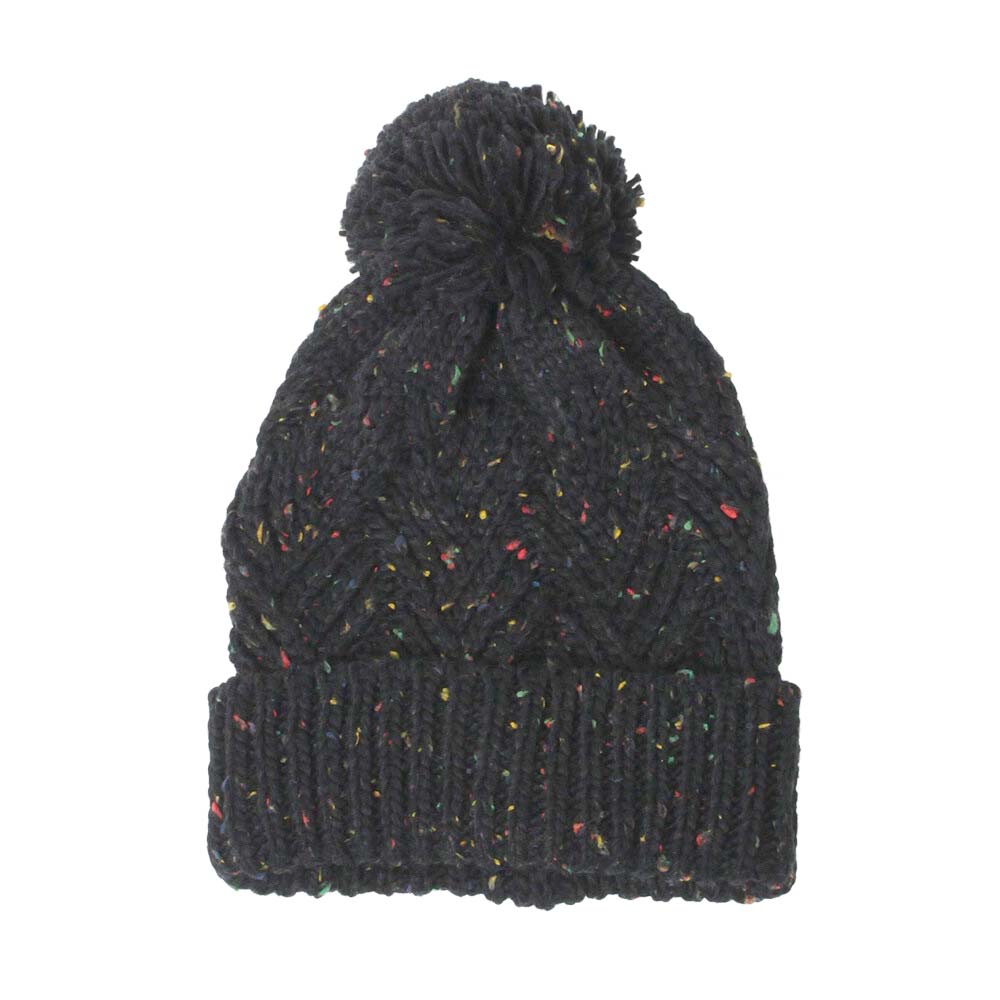 Black Confetti Knit Pom Pom Beanie Hat, wear this beautiful beanie hat with any ensemble for the perfect finish before running out the door into the cool air. An awesome winter gift accessory and the perfect gift item for Birthdays, Christmas, Stocking stuffers, Secret Santa, holidays, anniversaries, Valentine's Day, etc.