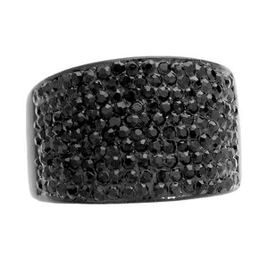 Black Crystal Rhinestone Pave Stretch Ring is the perfect accessory to spice up any outfit. Its dazzling design is sure to make a statement, while its stretchable design allows for easy wearing. Elevate your look with this stunning ring. Excellent match with any kind of wardrobe. An ideal gift for friends and family.