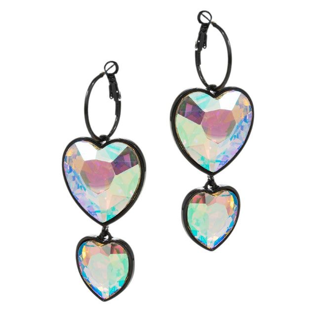 Black Crystal Stone Double Heart Link Dropdown Earrings are expertly crafted with intricate details that will add a touch of sophistication to any outfit. The sparkling crystal stones and unique heart link design make these earrings a perfect addition to any jewelry collection. Elevate your style with these stunning earrings.