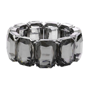 Black Diamond Emerald Cut Stone Stretch Evening Bracelet, features an emerald cut stone that will shimmer in any light. It's an easy-to-wear bracelet that's perfect for any party or any occasion. Perfect gift for birthdays, anniversaries, Mother's Day, Graduation, Prom Jewelry, Just Because, Thank you, etc. Stay elegant.