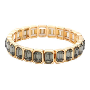 Black Diamond Emerald Cut Stone Stretch Evening Bracelet, will bring elegance to any evening look. Crafted with shimmering emerald cut stones, this bracelet is a timeless piece that is sure to make you stand out. Stretchable and easy to wear, this bracelet offers a sophisticated style for any special occasion. Nice gift idea.