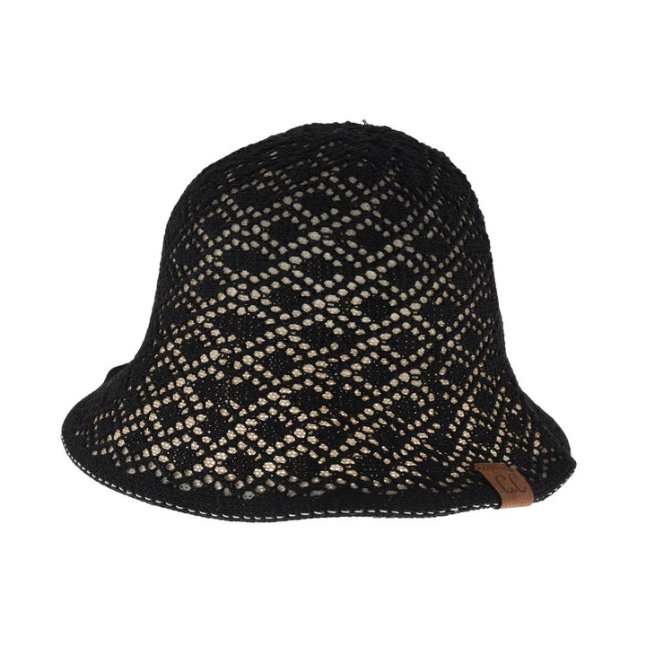 Black Diamond Lace Knitted Reversible C.C Cloche Bucket Hat combines refined craftsmanship with versatile design. Featuring a delicate diamond lace knit pattern, this hat offers a sophisticated texture that enhances any ensemble. Its reversible construction allows you to switch effortlessly between a classic cloche silhouette and a relaxed bucket style, providing adaptable elegance for various occasions. Designed for comfort and style, it is an expert choice for those seeking both functionality and fashion-