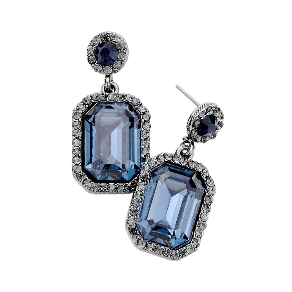 Black Diamond Montana Blue Rhinestone Rectangle Stone Evening Earrings, boast an elegant, timeless design with glistening rhinestones to add a touch of sophistication to your look. The alloy metal is sturdy and durable, making these earrings perfect for any special occasion or day-to-day wear. An exquisite gift for loved ones on any special day.