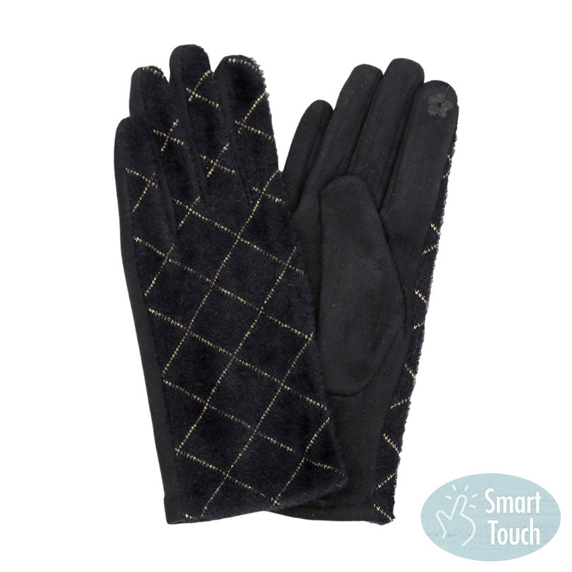 Black Diamond Patterned Touch Smart Gloves, give your look so much eye-catching with diamond touch smart gloves, a cozy feel. It's very fashionable and attractive. A pair of these gloves are awesome winter gift for your family, friends, anyone you love, and even yourself. Complete your outfit in a trendy style!