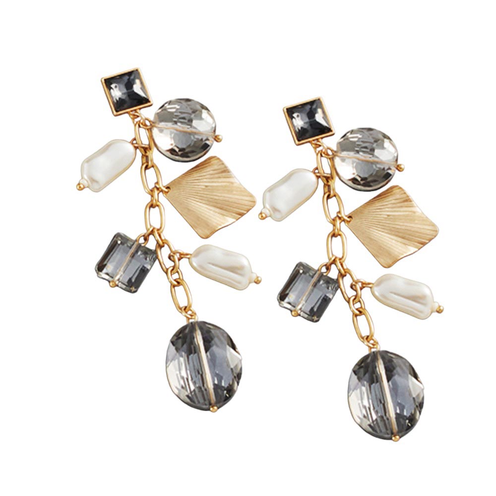 Black Diamond Pearl Geometric Bead Link Dangle Earrings, make a perfect gift for someone special. Crafted with pearl geometric beads and lead-nickel compliant material links, these earrings are sure to elevate any look. Give the timeless gift of elegance with these beautiful earrings. 