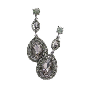 Black Diamond Victorian Teardrop Halo Crystal Evening Earrings, Classic, Elegant Vi Victorian Teardrop Crystal Rhinestone Evening Earrings, Special Occasion, ideal for parties, events, and holidays, pair these stud earrings with any ensemble for a polished look. Adds a sophisticated & stylish glow to any outfit.