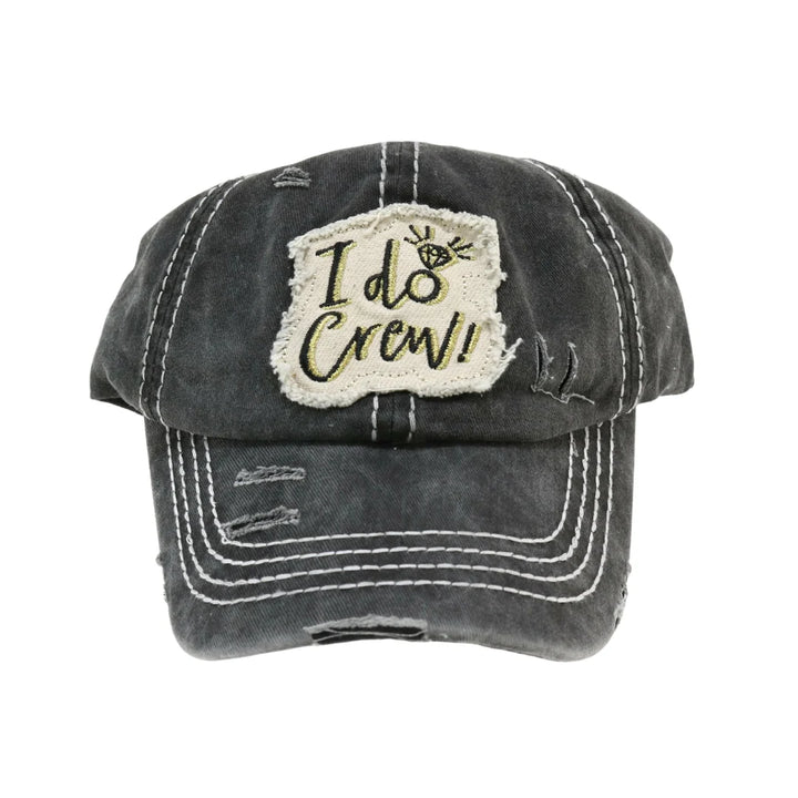 Black Distressed I Do Crew CC Ball Cap combines a vintage-inspired worn look with modern comfort. Crafted with durable materials, this cap offers a relaxed fit and adjustable strap for a personalized feel. Its distressed detailing adds character, making it a stylish accessory for casual outings or outdoor activities. Ideal for those seeking both function and fashion in headwear. 