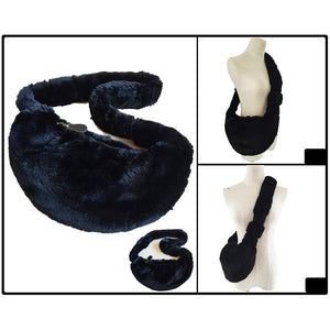 Black Faux Fur Fuzzy Plush Crossbody Bag, is a stylish accessory for any wardrobe. Made of ultra-soft, faux fur, this bag is luxurious and comfortable to wear. Its adjustable strap and lightweight design make it easy to take on the go. Perfect for formal occasions or work meetings. Perfect gift choice for fashion lovers.