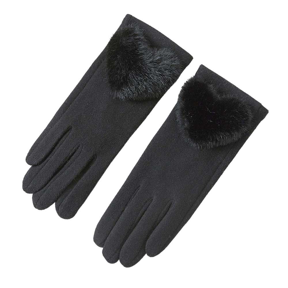 Beige Faux Fur Heart Accented Touch Smart Gloves. It's very fashionable, attractive, and cute looking that will save you from cold and chill on cold days. It will allow you to easily use your electronic devices and touchscreens while keeping your fingers covered! Awesome gift for your family, friends, anyone you love. 