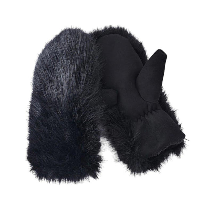 Black-Faux Fuzzy Fur Mitten Gloves offer warmth and style in one. Made with soft, faux fur material, they are perfect for keeping your hands cozy during the colder months. With their unique mitten design, they provide added protection and functionality. Stay fashion-forward and comfortable with these must-have gloves. 