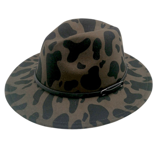 Black Faux leather band cattle patterned Panama hat adds a trendy touch to any outfit. With its unique design and durable materials, it offers both style and practicality. Stay fashionable and protected from the sun with this statement piece.