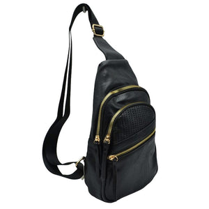 Black Faux Leather Multi Pocket Backpack Sling Bag, is an ideal choice for everyday use. Crafted from durable faux leather, it features multiple pockets for storing your belongings and keeping them organized. Its adjustable strap allows nice fit for maximum comfort. Stay organized and stylish with this backpack sling bag.
