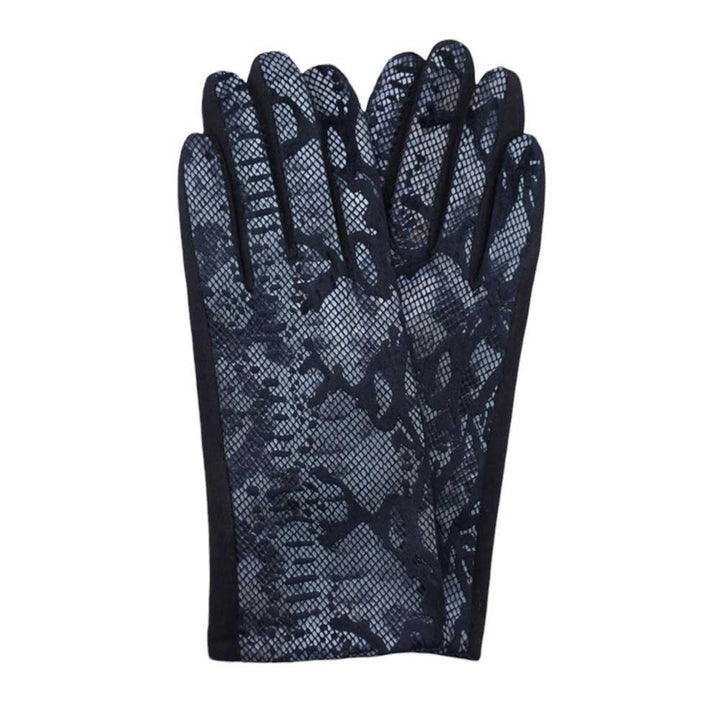 Black-Faux Leather Snake Skin Pattern Smart Touch Gloves, Made from high-quality faux leather, these gloves feature a stylish snake skin pattern and smart touch capability, allowing you to use your touchscreen devices without removing them. Upgrade your daily routine with these must-have gloves.