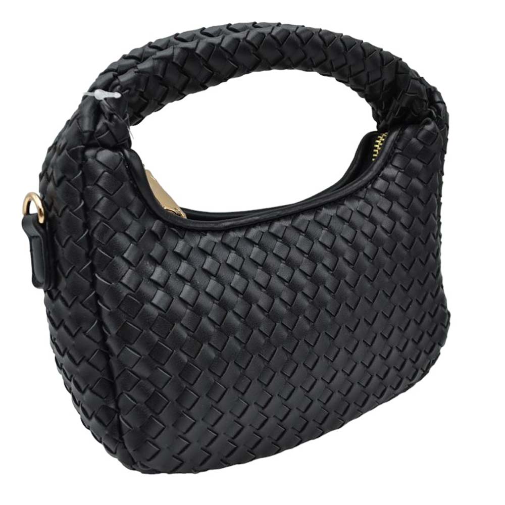 Black Faux Leather Woven Patterned Top Handle Tote Shoulder Bag, is a comfortable way to carry all your daily necessities. Featuring top handles, it's perfect for carrying over the shoulder, and its design ensures that it stands out from other handbags.  This tote bag is a practical and fashionable choice for the summer.