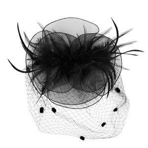 Black Feather Mesh Flower Fascinator Headband, will take your outfit to the next level. Crafted with intricate mesh flowers, this accessory is perfect for adding a touch of elegance to your look. The feather detailing provides a unique texture, making it a piece of statement. Perfect for any occasion or as an exquisite gift.