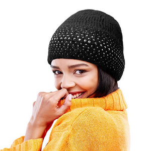 Black Fleece Lining Rhinestone Embellished Beanie Hat, is an ideal winter accessory to keep you warm and stylish. Embellished with rhinestone crystal, it offers a touch of sparkle for extra glamour. Fleece lining provides maximum insulation and a comfortable fit. A perfect gift idea for fashion loving close ones.
