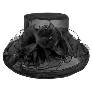 Black Flower Accented Dressy Hat. Stylish Stunning ladies hat designed with a Feather Mesh Dressy hat, noble, delicate feathers and easy wearing also add glamour and fancy charming. Suitable for photography, costume party, bridal party, wedding, church, cocktail party and tea party ,Wear it to parties, weddings, Performance or any Events any Special Occasion.
