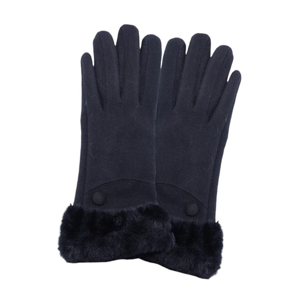 Burgundy-Fuzzy Fur Collar Faux Suede Smart Touch Gloves adds a touch of luxury and the faux suede material provides a soft and comfortable fit. With smart touch technology, you can easily use your touchscreen devices without having to take off your gloves. Perfect for cold weather and tech-savvy individuals. 