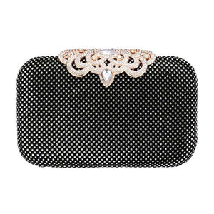 Black Gorgeous Stone Embellished Evening Tote Clutch Crossbody Bag, is beautifully designed and fit for all occasions & places. Perfect for makeup, money, credit cards, keys or coins, and many more things. This crossbody bag feature contains a detachable shoulder chain and clasp closure that makes your life easier and trendier.