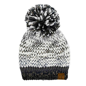 Black Gray C.C Multi Color Yarn Pom Pom Beanie Hat, is a great choice for the winter season. It's made of a soft, multi-colored yarn that is sure to keep you warm and toasty. The stylish pom pom detail on the top adds a touch of flair to this classic cold-weather accessory. This beanie hat is a great winter gift idea.