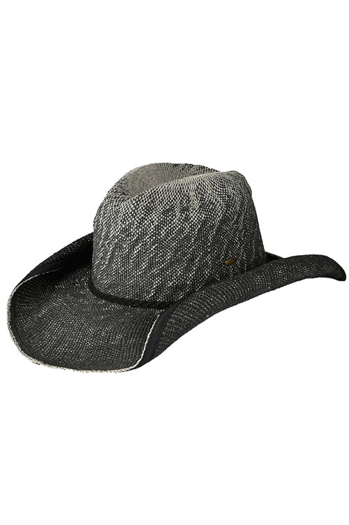 C.C Ombre Rolled Up Edge Cowboy Hat - Black-Gray