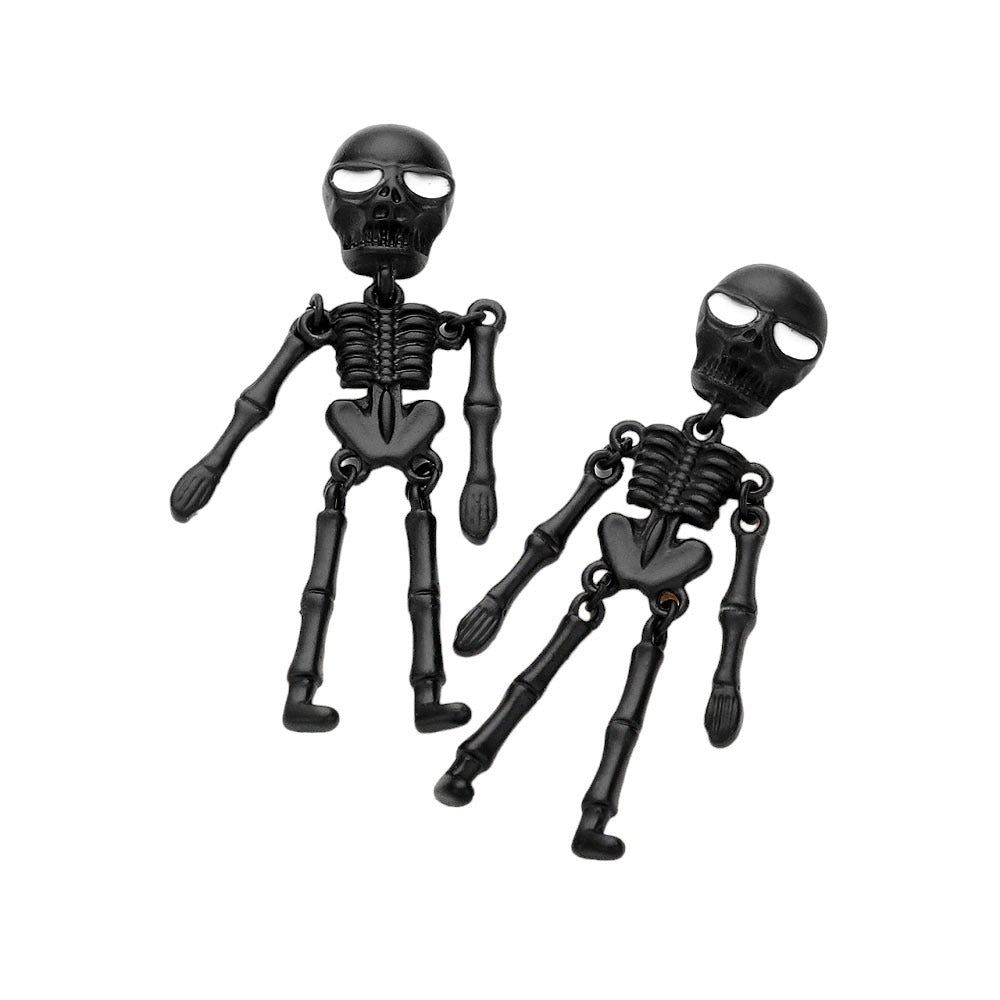 Gold Halloween Skeleton Earrings, Made with high-quality materials, these earrings are lightweight and comfortable to wear. Perfect for both adults and children, these earrings will add a fun and eerie element to your look. Add a spooky touch to your Halloween costume with our attractive earrings.