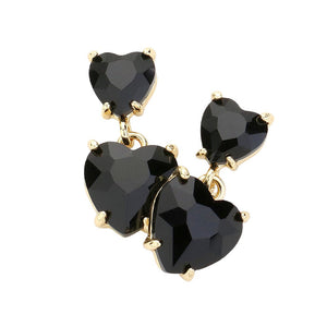 Black Heart Stone Cluster Dangle Earrings, Expertly crafted with a cluster of heart-shaped stones, our dangle earrings showcase timeless elegance. Hand-selected for their flawless quality, these earrings effortlessly elevate any outfit with their delicate charm. Perfect for any occasion, or giving an exquisite gift.