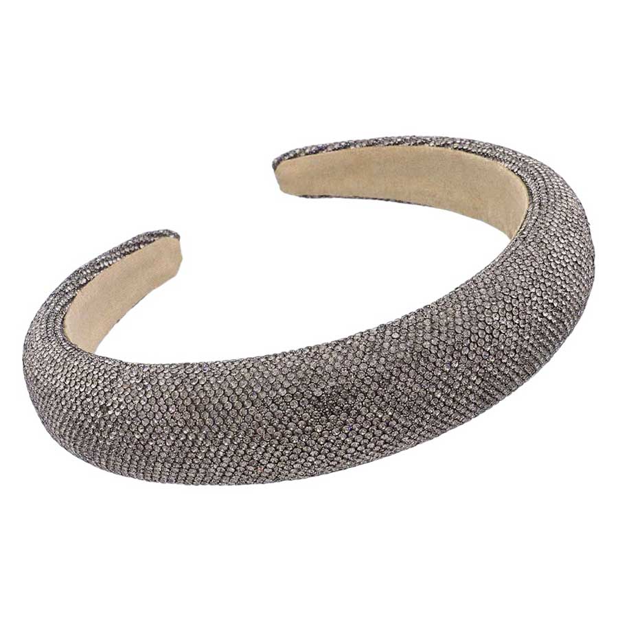 Black Hematite Bling Padded Headband, Indulge in luxury with our special headband. Featuring a beautiful and glamorous design, this headband is adorned with dazzling bling for a touch of elegance. The padded construction ensures comfort during wear, perfect for adding a touch of sophistication to any outfit.