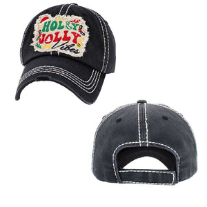 Black Holly Jolly Vibes Vintage Message Baseball Cap, This classic cap not only adds a festive touch to any outfit but also carries a message that embodies the joyful spirit of the Christmas season. Whether you're treating yourself or a loved one, this cap is a timeless and thoughtful gift that will bring smiles all around.